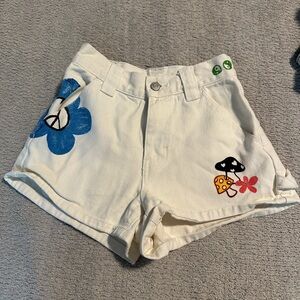 PacSun Cream Shorts with Blue Accents